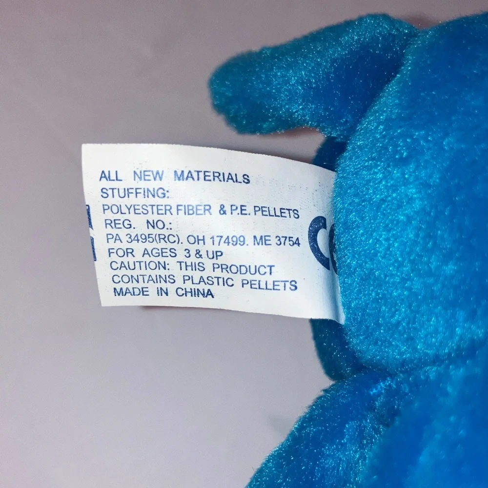 Beanpals Kellytoy Blue Elephant with Red Bow‎ Plush 9”